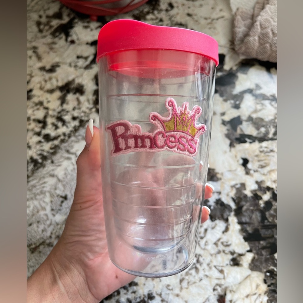 Clear Tumbler with Pink Lid and Princess Design Tervis 16oz